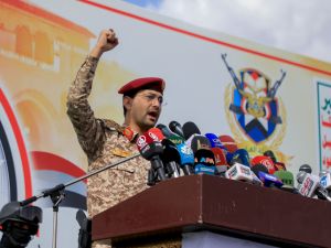 Huthi military spokesman Brigadier Yahya Saree 