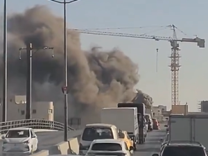 Blaze Strikes Amman: Commercial complex engulfed in flames as firefighters battle inferno