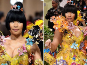 نيكي ميناج  تتحول إلى تمثال من الورود في حفل Met Gala 2024
