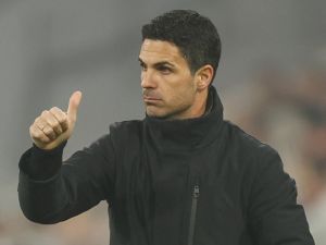 Arsenal's Spanish manager Mikel Arteta reacts from the sidelines during the UEFA Champions League quarter-final second leg football match between FC Bayern Munich and Arsenal FC in Munich, southern Germany on April 17, 2024. (Photo by Odd ANDERSEN / AFP)