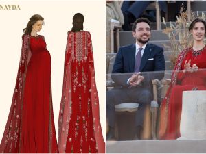 فستان الأميرة رجوة في اليوبيل الفضي من تصميم هنيدة الصيرفي