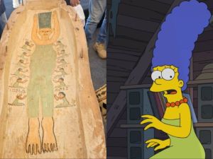 3,400-Year-Old ancient Egyptian coffin lid resembles marge Simpson, sparking internet frenzy