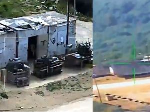 Hezbollah ATGM hitting a room used by the Israeli military