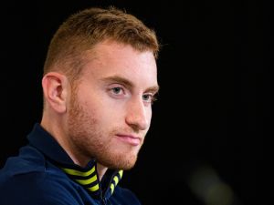 Sweden's forward Dejan Kulusevski looks on during a press conference at the Friends Arena in Stockholm on November 8, 2021, a few days ahead of the FIFA World Cup Qatar 2022 Group B qualification football match between Georgia and Sweden to be played in Batumi, Georgia on November 11. (Photo by Jonathan NACKSTRAND / AFP)
