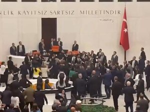 Watch: Fistfight at Turkish parliament's Can Atalay session