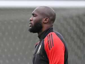 Belgium's forward #10 Romelu Lukaku attends an MD-1 training session at Wasen-SportZentrum in Ludwigsburg, on June 30, 2024, on the eve of their UEFA Euro 2024 round of 16 football match against France. (Photo by MIGUEL MEDINA / AFP)