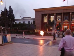 Young man sets himself on fire 