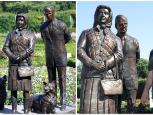 Picture of the newly uncovered statue of Queen Elizabeth II. (Facebook/ Antrim and Newtownabbey Borough) Queen Elizabeth II