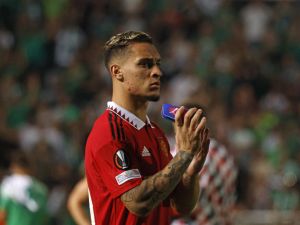 Manchester United's Brazilian midfielder Antony looks on at the end of the UEFA Europa League group E football match between Cyprus' Omonia Nicosia and England's Manchester United at GSP stadium in the capital Nicosia on October 6, 2022. (Photo by Khaled DESOUKI / AFP)