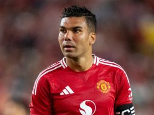 Carlos Casemiro #18 of Manchester United looks on in the second half during their pre-season friendly match against Liverpool at Williams-Brice Stadium on August 03, 2024 in Columbia, South Carolina. Jacob Kupferman/Getty Images/AFP (Photo by Jacob Kupferman / GETTY IMAGES NORTH AMERICA / Getty Images via AFP)