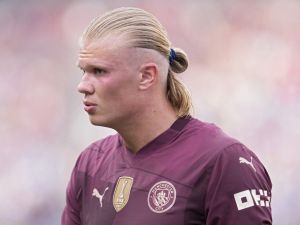 Erling Haaland #9 of Manchester City plays in a pre-season match against Chelsea at Ohio Stadium on August 03, 2024 in Columbus, Ohio. Jeff Dean/Getty Images/AFP (Photo by Jeff Dean / GETTY IMAGES NORTH AMERICA / Getty Images via AFP)