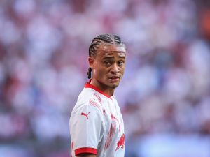 Leipzig's Dutch midfielder #10 Xavi Simons looks on during the pre-season friendly football club match between Germany's RB Leipzig and France's Paris Saint-Germain in Leipzig, eastern Germany on August 10, 2024. (Photo by Ronny Hartmann / AFP)