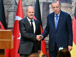 Turkish President Recep Tayyip Erdogan,  and German Chancellor Olaf Scholz 