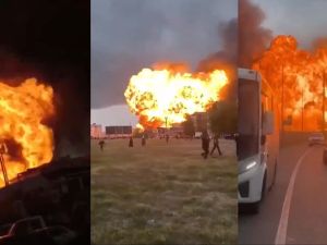 fuel station explosion in Chechnya 
