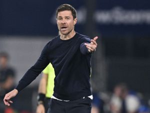 Bayer Leverkusen's Spanish coach Xabi Alonso reacts from the sidelines during the UEFA Champions League 1st round day 1 football match between Feyenoord and Bayer Leverkusen at The De Kuip Stadium, in Rotterdam on September 19, 2024. (Photo by JOHN THYS / AFP)