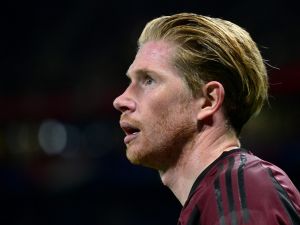 Belgium's midfielder #07 Kevin De Bruyne looks on during the UEFA Nations League, League A - Group 2 first leg football match between France and Belgium at the Parc Olympique Lyonnais in Lyon on September 9, 2024. (Photo by Olivier CHASSIGNOLE / AFP)