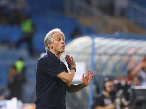 Hilal's Portuguese coach Jorge Jesus gestures from the sideline during the Saudi Pro League football match between Al-Hilal and al-Riyadh at the Prince Faisal bin Fahd Sports City in Riyadh on September 14, 2024. (Photo by Fayez NURELDINE / AFP)