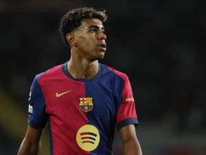 Barcelona's Spanish forward #19 Lamine Yamal is pictured during the UEFA Champions League, league phase day 2 football match between FC Barcelona and Young Boys at the Estadi Olimpic Lluis Companys in Barcelona on October 1, 2024. (Photo by LLUIS GENE / AFP)