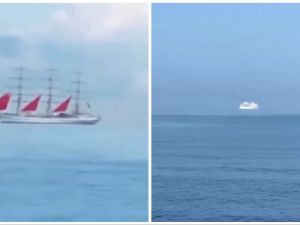 Yachts flying in the sky in Russia. (X/ Video screenshots) Yachts flying in the sky