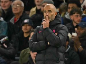 Chelsea's Italian head coach Enzo Maresca looks on during the UEFA Conference League, league phase, football match between Chelsea and Gent at Stamford Bridge in London on October 3, 2024. (Photo by Glyn KIRK / AFP)