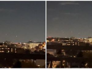Four lights spotted exactly over Capitol sparking UFO speculations. (Reddit/video screenshot) UFO speculations, Four lights