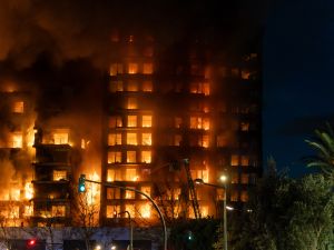  large fire in a residential building