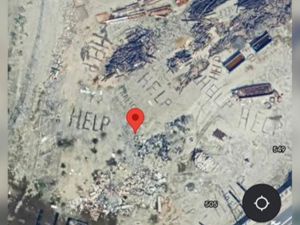 "Help" signs reportedly spotted in Los Angeles, next to shipping yard. (Google Maps/ X) "Help" signs reportedly spotted in Los Angeles