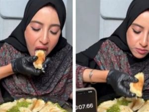 Saudi TikToker Rana Matar doing a TikTok Challenge for Ramadan. (Social Media) TikTok Challenge