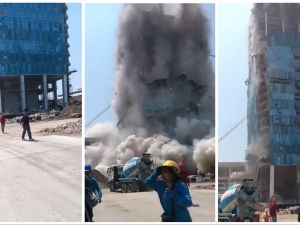 A skyscraper under construction collapsed in Bangkok, Thailand. (X) Bangkok, earthquake