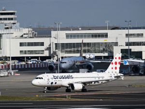A Brussels Airlines aircraft is seen on the tarmac at Zaventem airport in Brussels