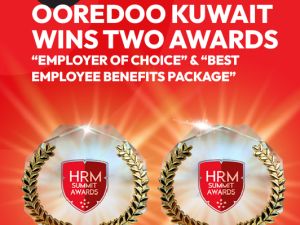 Ooredoo Kuwait Wins Two Prestigious HRM Awards: “Employer of Choice” & “Best Employee Benefits Package”