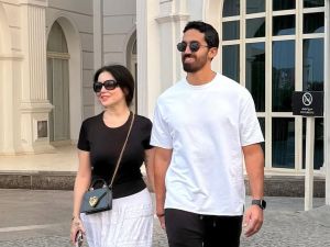 مي عز الدين تتألق بأول إطلالة بعد عقد قرانها