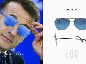 Emmanuel Macron wearing Henry Jullien glasses