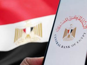 شعار البنك المركزي المصري على هاتف ذكي