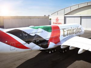 Emirates unveils a striking new UAE flag livery on its A380