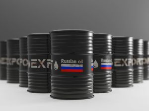براميل نفط روسية ترمز إلى قطاع الطاقة وإنتاج النفط في روسيا
