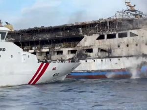 Five dead after fire engulfs Indonesian ferry