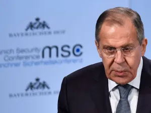 Russian Foreign Minister Sergei Lavrov gives a speech during the Munich Security Conference on Feb. 17, 2018 in Munich, southern Germany. Global security chiefs and top diplomats attend the annual Munich Security Conference running until Feb. 18, 2018 to discuss Syria, Ukraine and other international conflicts and crises.
(Thomas KIENZLE / AFP)