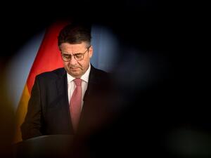 German Foreign Minister Sigmar Gabriel looks on during a press conference on Feb. 22, 2018 in Berlin. 
(Kay Nietfeld / dpa / AFP)
