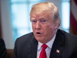 U.S. President Donald Trump speaks during a meeting with NATO Secretary General Jens Stoltenberg in the Cabinet Room at the White House in Washington, DC, on May 17, 2018. (NICHOLAS KAMM / AFP)