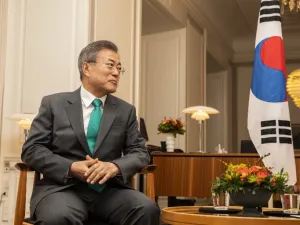 South Korean President Moon Jae-in meets with the Danish prime minister (AFP)