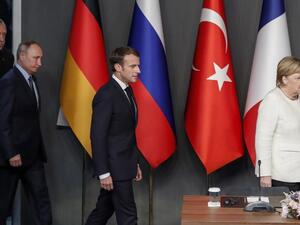 (From L) Turkish President Recep Tayyip Erdogan, Russian President Vladimir Putin, French President Emmanuel Macron, and German Chancellor Angela Merkel  (AFP)