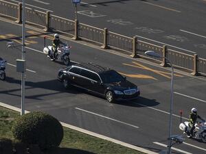 A vehicle in the motorcade of North Korean leader Kim Jong Un is seen in Beijing on January 8, 2019. (Nicolas ASFOURI / AFP)
