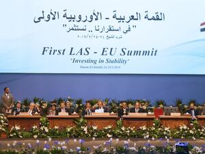 A general shot shows the closing session of the first joint European Union and Arab League summit in the Egyptian Red Sea resort of Sharm el-Sheikh, on February 25, 2019. (AFP/ File)