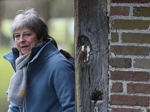 Britain's Prime Minister Theresa May leaves after attending a church service, near her Maidenhead constituency, west of London on March 10, 2019. (AFP/ File Photo)