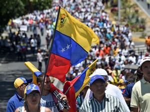 Supporters of Venezuelan opposition leader and self-proclaimed interim president Juan Guaido take part in a demo in Caracas on April 6, 2019.  (AFP/ File Photo)