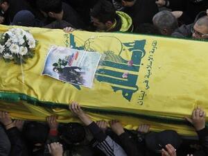 Mourners carry the coffin of Mohammed Hijazi, a member of Lebanon's Hezbollah who was killed in combat alongside Syrian government forces in Syria, during his funeral on February 1, 2016. (AFP/File)