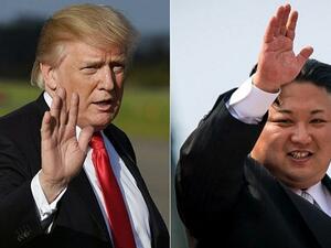 US President Donald Trump, left, and North Korean leader Kim Jong-Un. (Mandel Ngan and Ed Jones/AFP)