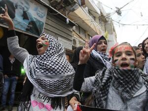 Palestinian women and children take part in a protest in the refugee camp of Ain el-Helwe on the outskirts of the southern Lebanese port city of Sidon Dec. 8, 2017 to denounce the widely criticised U.S. decision to recognize Jerusalem as the capital of Israel (Mahmoud Zayyat/AFP)