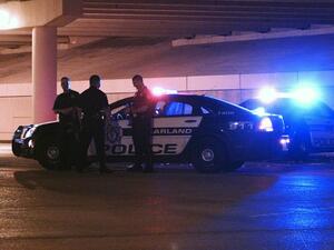 Police officers gather in Garland after two gunmen were shot dead outside a Prophet Muhammed cartoon contest, May 4, 2015. (AFP/File)
